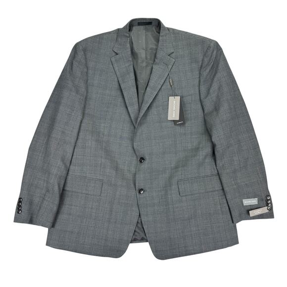 Michael Kors Mens Classic Fit Plaid Stretch Wool Blend Suit Jacket Gray Blue 46R - Picture 1 of 4